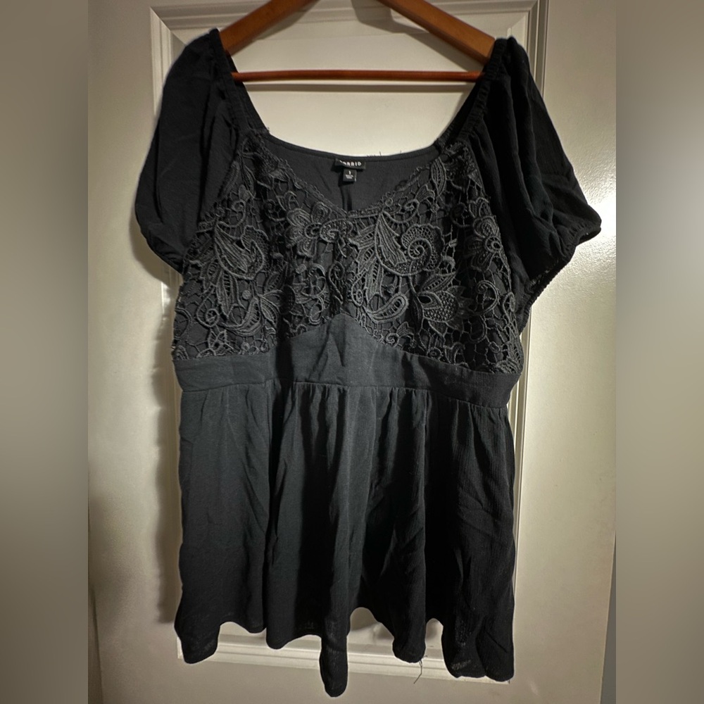 Torrid Black Lace Detail Blouse